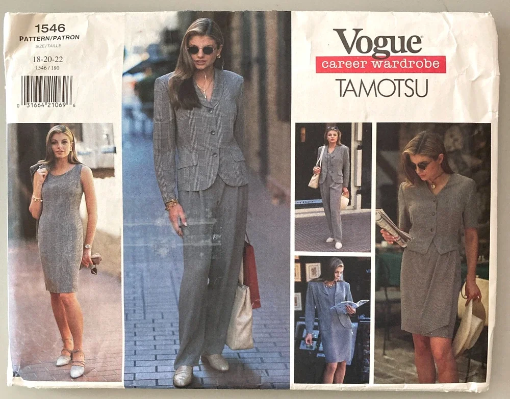 Vogue 1546 Tamotsu Career Wardrobe Separates Pattern Business Sz 18-20 Uncut 90s